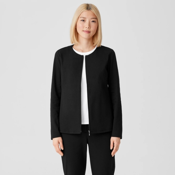 Eileen Fisher | Ponte Knit Organic Cotton Zip Front Jacket Medium - Picture 1 of 11